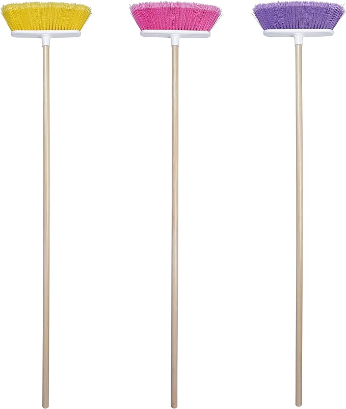 The Original Soft Sweep Magnetic Action Broom Assorted Colors with Natural Finish Wood Handles (1 Broom)