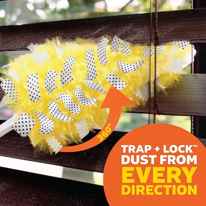 Swiffer Duster Kit with 3 ft Extendable Handle, Heavy Duty Dusting Starter Kit with 12 Refills, for Ceiling Fans, Vents and Hard to Reach Places