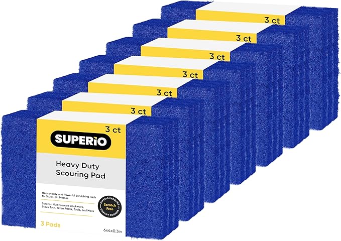 Scouring Pad Non-Scratching Scrubber Non-Scratch Cleaning Scrub Pads Heavy Duty Scouring Pad Reusable Kitchen Scrubbing Pad Pack of 21 Blue, by Superio