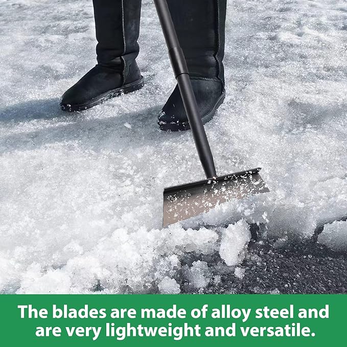 Garden Shovel, Ice Scraper, Multifunctional Cleaning Shovel with 59" Adjustable Handle Heavy Duty Garden Tool for Lawn Edging, Scraping, Weed and Ice Removal