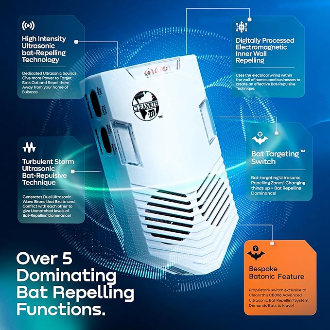 Bat Repellent Devices Multipack – Cleanrth CB006 Advanced Ultrasonic Bat Repelling System (4-Pack)