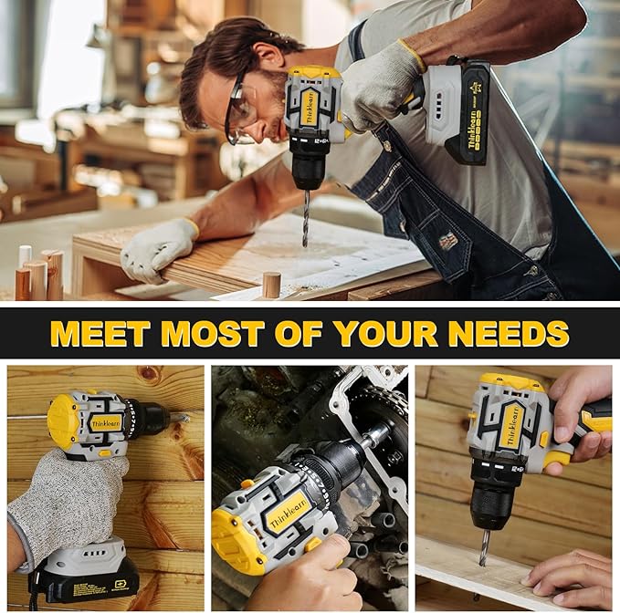 119 Pcs Cordless Drill Tool Kit Set; 20V Brushless Power Drill with 2.0Ah Battery, 10mm 3/8" Keyless Chuck, 60N.M & 21+1 Torque Setting Power Tool Set for DIY Garden House Office Repai