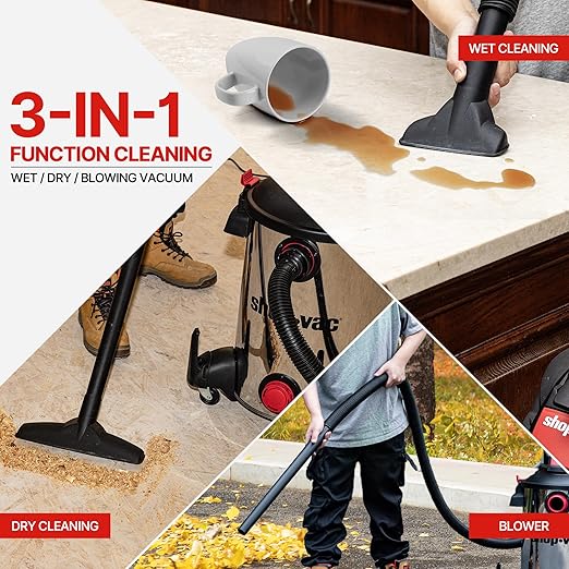 Shop-Vac 5761311 12-Gallon Wet/Dry Shop Vacuum, 6 Peak HP, 1.5 Inch Diameter x 7 Foot Hose, 20 Foot Cord, Ideal for Home, Garage, and Workshop Cleaning