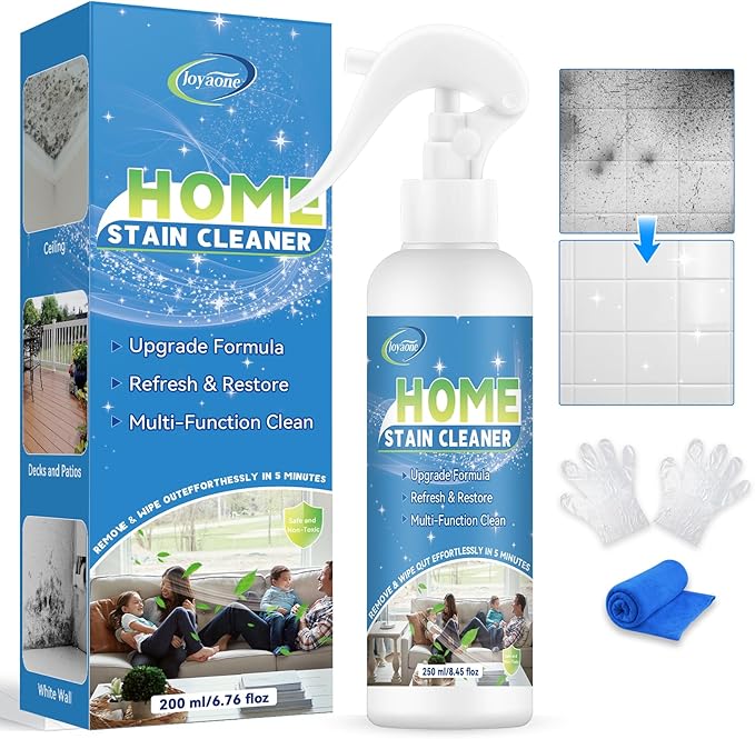 Wall Cleaner Spray, Household Mold Stain Cleaning Spray Deep Clean, All-Purpose Cleaner Spray for Tiles, Walls, Ceiling, Deck, Wood, Brick, Showers, Kitchen, Sink, Grout, Washing Machine Gasket
