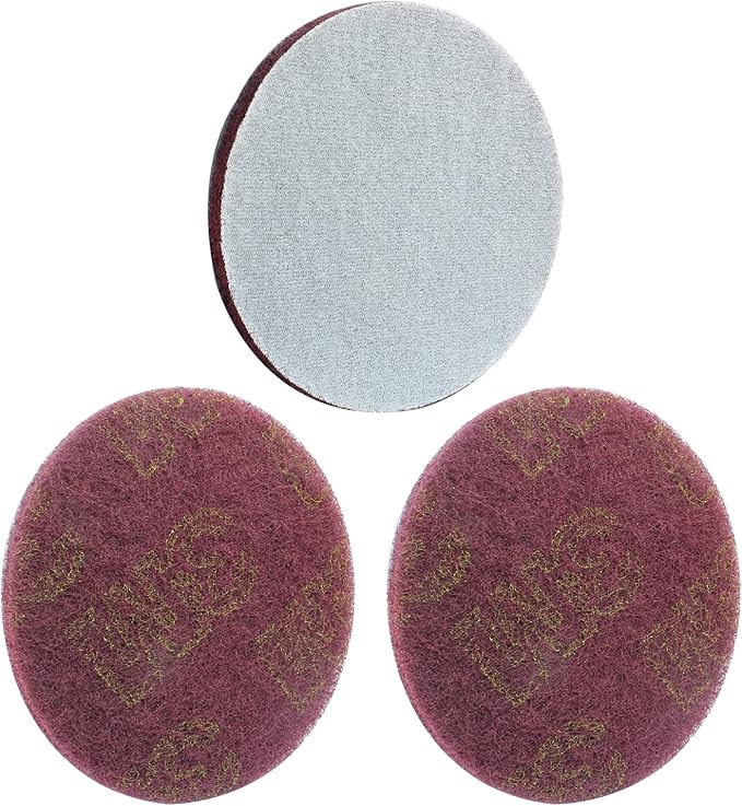 Hordion 8Pcs Scrub Pads Round Scrubber Scouring Pads Abrasive Scuffing Tool for Home Kitchen House Cleaning, Red