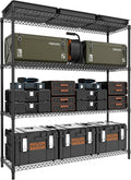 M MZG 2800LBS 59" W 4 Tiers Storage Shelves Load, Metal Shelving Wire Metal Shelving Unit Shelves for Storage Adjustable Garage Shelving for Pantry Kitchen Garage Black 17.7" D x 59.1" W x 70.4" H