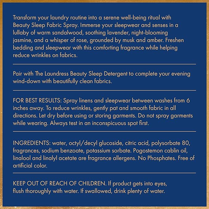 The Laundress Beauty Sleep Fabric-Spray, Wrinkle Release & Pillow Spray, Fabric Refresher, Upholstery and Linen, Tranquil Comforting Inspired Scent, 8 Fl Oz, (Pack of 2)