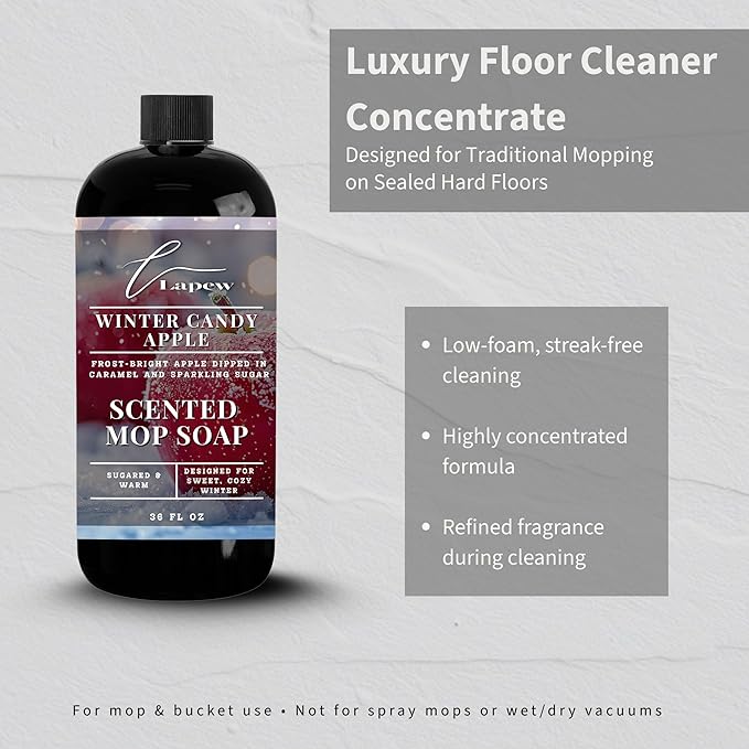 Lapew Winter Candy Apple Scented Mop Soap - Luxury Floor Cleaner Concentrate for Mopping Tile, Laminate, Vinyl & Hardwood | Streak-Free, Low-Foam | 36 oz