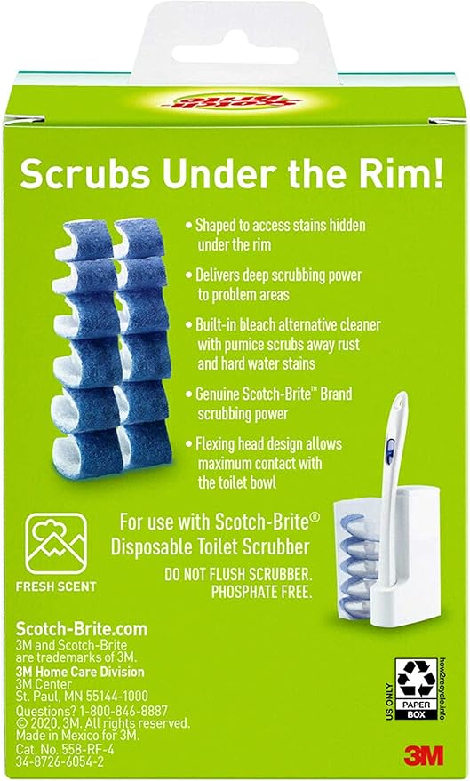 Scotch-Brite Disposable Toilet Scrubber Refills, Removes Rust & Hard Water Stains, 10 Disposable Refills Blue