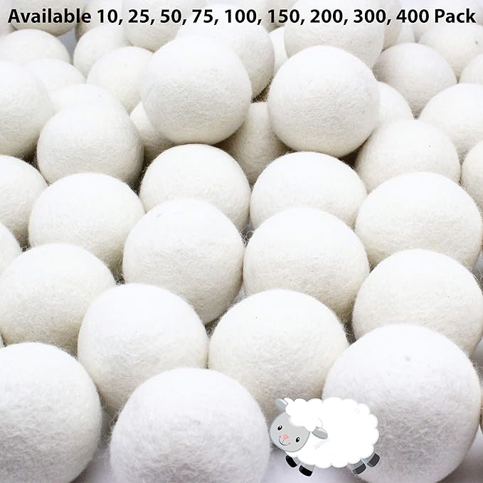 Wooland Wholesale Bulk Laundry XL Premium Wool Dryer Balls - 100% New Zealand Organic Wool Natural Fabric Softener for Sensitive Skin, Babies (50 Count)