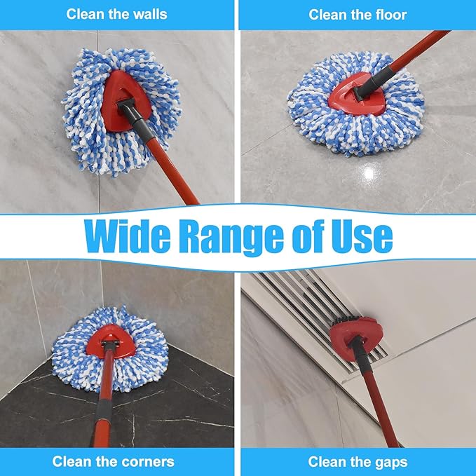 Mop Replacement for Ocedar, Mop for O Cedar, Replacement Mop for O Cedar Spin Mop Contains 4-Section Mop Handle 2 Mop Replace Head 1 Mop Base 1 Scrubber Mop Head for O-Cedar Spin Mop