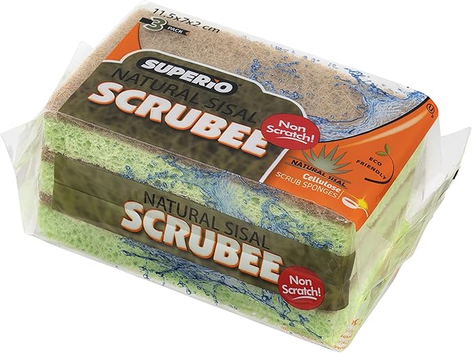 Superio Non-Scratch Cellulose Sponge (3-Pack) (Green)
