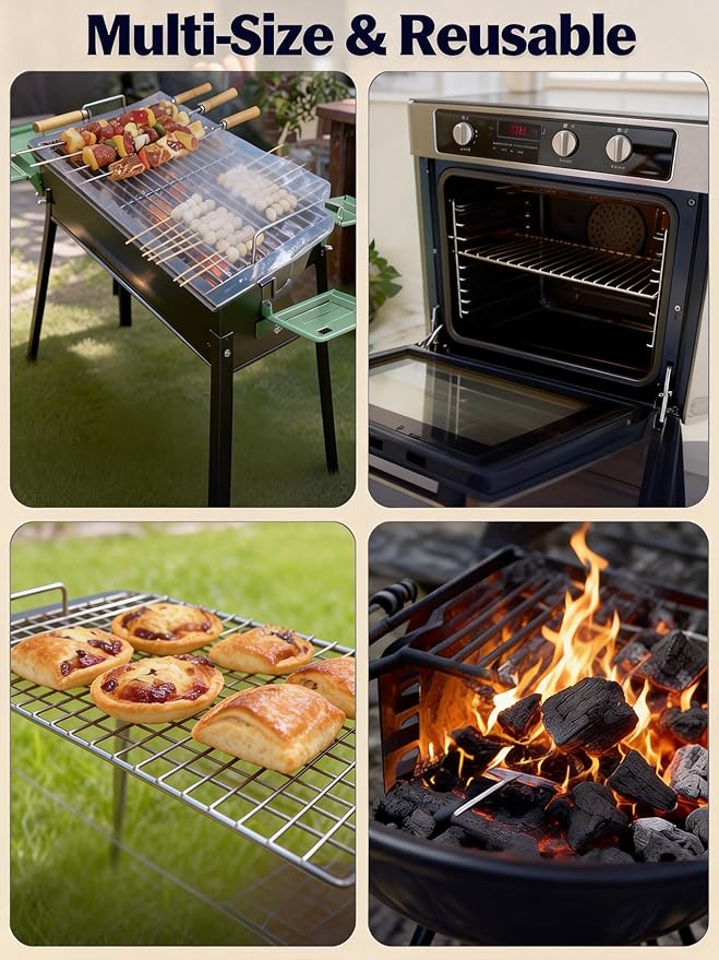 Oven Rack Cleaning Bags 5 Packs, Heavy Duty No Scrub Oven Grate Cleaning Bags, Reusable Leak-Resistant PE Bags for Deep Soaking Grill Grates & BBQ Racks, No Racks Included