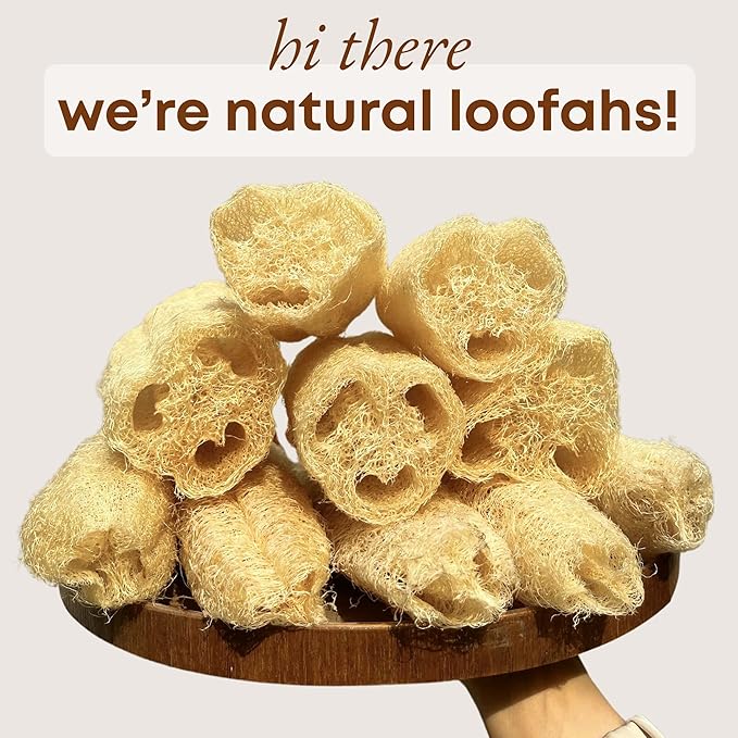 Natural Loofah Sponge (Pack 4) - Exfoliating Body for Bath or Dish Scrubber for Kitchen - 100% Biodegradable Compostable Zero Waste Dishwashing Scouring Pad