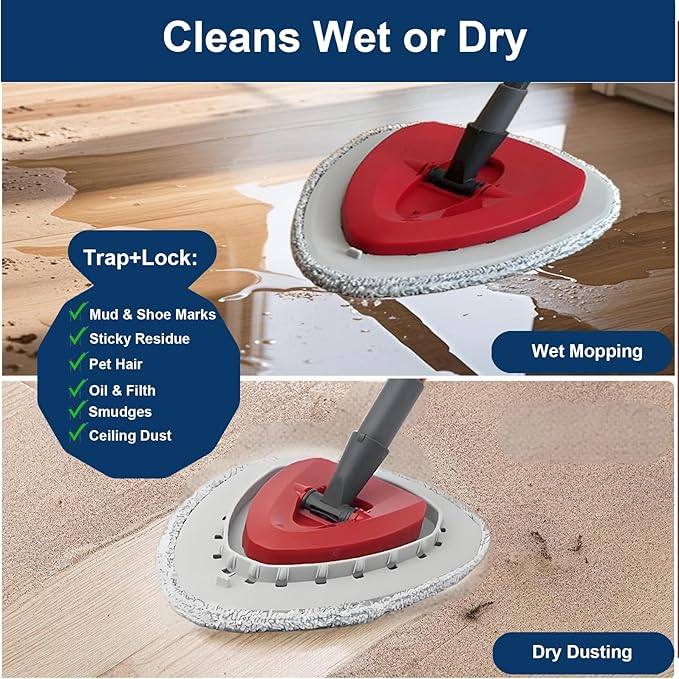 Flat Mop Head Replacements for Ocedar, Microfiber Mopping Head Refill for O-Cedar EasyWring and RinseClean Sys, 4 Pack Flat Spin Mop Pads & 1 Plastic Pad for Cleaning Floor, Wall, Ceiling