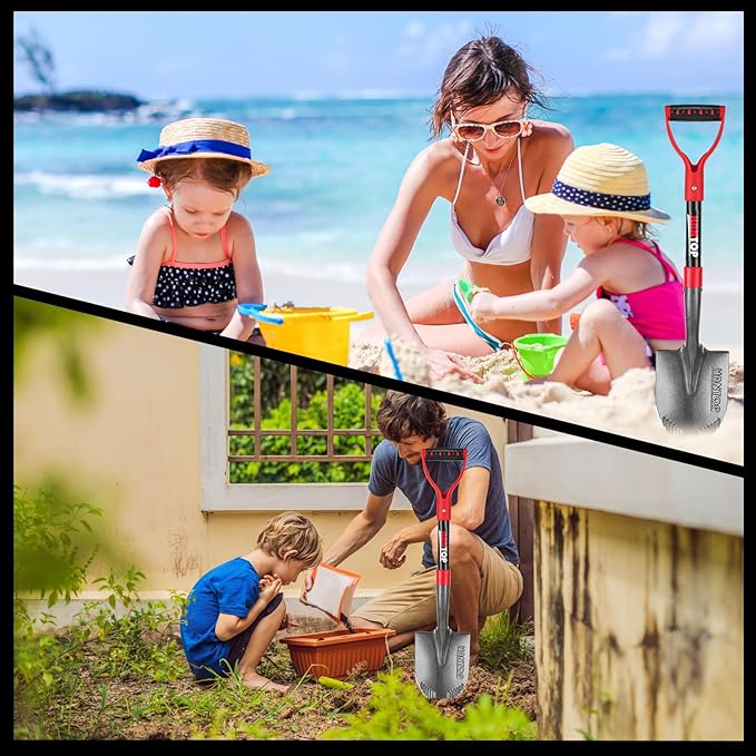Mini Shovel Garden Small Digging Shovels with Fiberglass Handle for Digging, Camping, Survival, Kids, Car Use, 28 inches