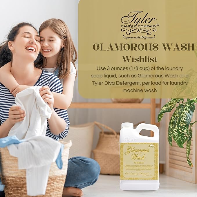 Worldwide Nutrition Bundle: Tyler Candle Company Glamorous Wash Wishlist Scent Fine Laundry Liquid Detergent - Hand and Machine Washable - 907g (32 Fl Oz) Container and Multi-Purpose Key Chain