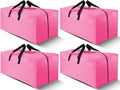 Cosy Family 4 Pack Heavy Duty Extra Large Moving Bags with Backpack Straps - Strong Handles & Zippers, Storage Totes For Space Saving, Fold Flat, Alternative to Moving Box, Pink