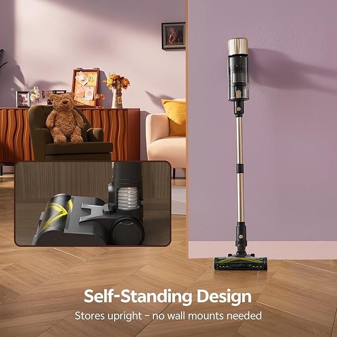 Ultenic Cordless Vacuum Cleaner, 600W 60KPA 65Mins, Stick Vacuum Cordless Rechargeable with Touch Screen, Self-Standing, 180° Lay-Flat, Anti-Tangle Handheld Vacuum Cleaners for Home/Pet Hair/Carpets