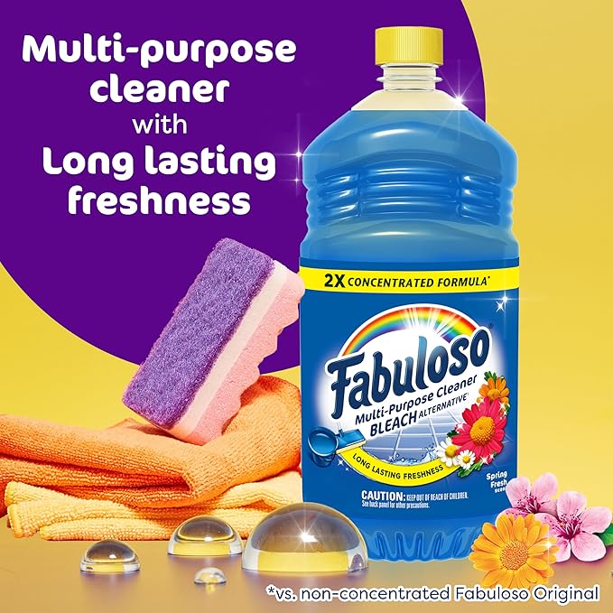 Fabuloso Multi-Purpose Cleaner and Floor Cleaner, 2X Concentrated Formula, Long-Lasting Freshness, Spring Fresh Scent, 56 oz