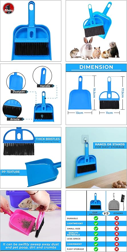 Mini Broom and Dustpan Set - Compact Cleaning Kit for Home, Car, Camping, Small Spaces, Pet Cleanup, and Travel - Durable Small Broom and Dustpan Set Mini - Pink Broom