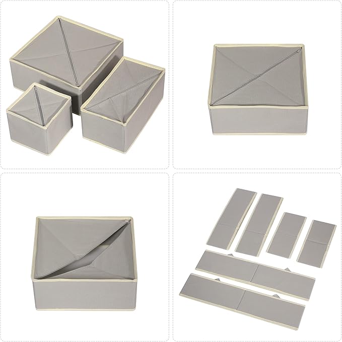 DIOMMELL Foldable Cloth Storage Box Closet Dresser Drawer Organizer Fabric Baskets Bins Containers Divider with Drawers for Clothes, Underwear, Bras, Socks, Lingerie, Clothing, Set of 6