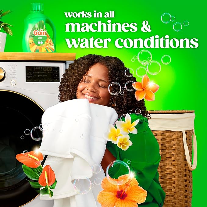 Gain Liquid Laundry Detergent, Now with Odor Defense, Island Fresh Scent, 132 fl oz, 100 Loads (Packaging May Vary)