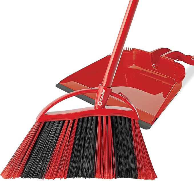 O-Cedar One Sweep Broom with Step-On Dustpan | Remove 99% with One | Lightweight Quiet Cleaning Tool | Ideal for Pet Owners