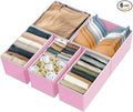 Simple Houseware Underwear Drawer Organizer for Lingerie/Undergarment/Bra/Panty/Sock/Onesie, Set of 6, Pink