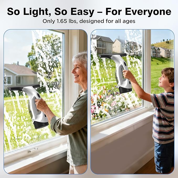 Window Vacuum Squeegee Cordless, Electric Window Cleaner Tool with Water Collection Tank, Window Cleaning Kit Shower Squeegee for Glass Doors, Windows, Mirrors, Car