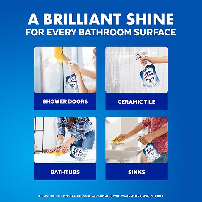 Lysol Power Foaming Bathroom Cleaner, Multipurpose Cleaner for Showers, Bathtubs, Sinks, Disinfectant Spray Kills 99.9% of Germs, Zero Bleach Cleaning Spray, 32 Oz.