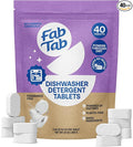 Fab Tab 100% Plastic-Free Dishwasher Detergent Tablets, Clean Ingredients, Fragrance Free, No Residue, Powerful Enzyme-Based Dishwasher Pods, 40 Count.