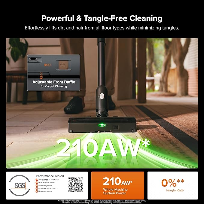 roborock H60 Hub Ultra Cordless Vacuum Cleaner with Auto-Empty Dock, 210AW Suction Stick Vacuum Cleaners for Home and Pet Hair, Rechargeable, 90-Min Runtime, Anti-Tangle Brush, 140° LED Dust Detection