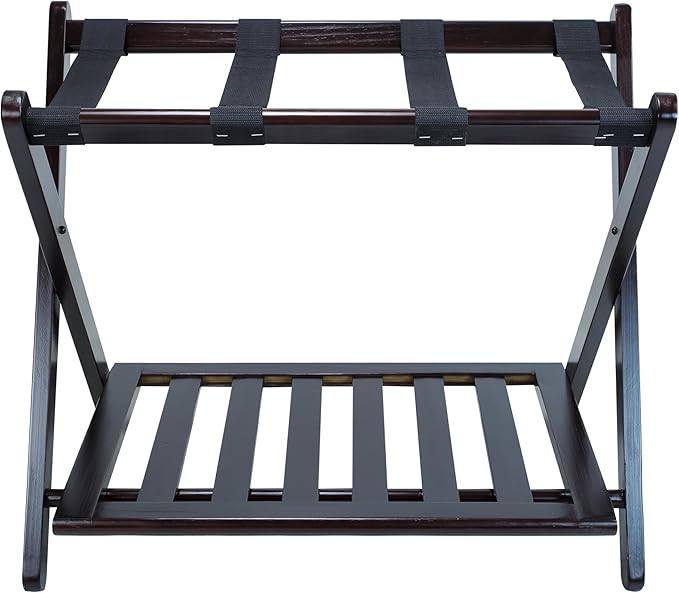 Casual Home Luggage Rack with Shelf, Espresso