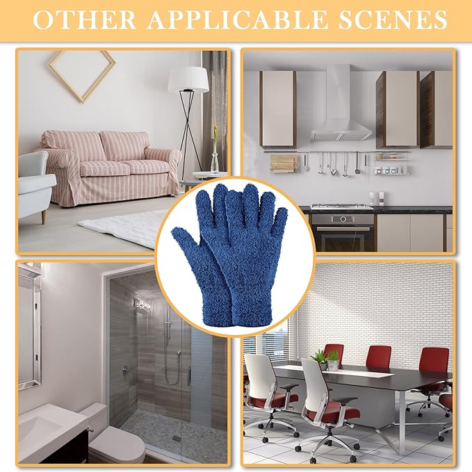Patelai 3 Pairs Microfiber Plant Dusting Gloves Leaf Cleaning Gloves for Indoor Plants, Blinds, Furniture, House (Black,Navy,Yellow,Large)