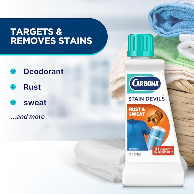 Carbona Stain Devils® #9 | Rust & Perspiration | Professional Strength Laundry Stain Remover | Multi-Fabric Cleaner | Safe On Skin & Washable Fabrics | 1.7 Fl Oz, 1 Pack