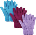Patelai 3 Pairs Microfiber Plant Dusting Gloves Leaf Cleaning Gloves for Indoor Plants, Blinds, Furniture, House (Reddish Violet,Blue,Purple,Medium)