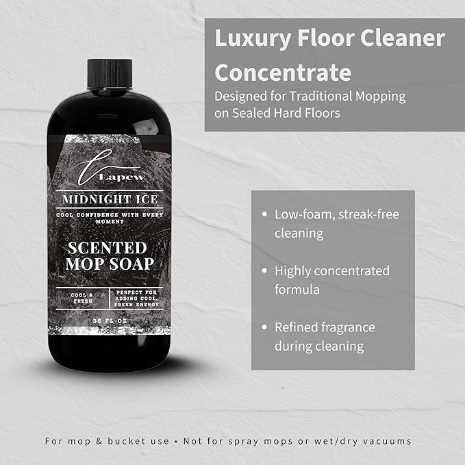 Lapew Midnight Ice Scented Mop Soap - Luxury Floor Cleaner Concentrate for Mopping Tile, Laminate, Vinyl & Hardwood | Streak-Free, Low-Foam | 36 oz
