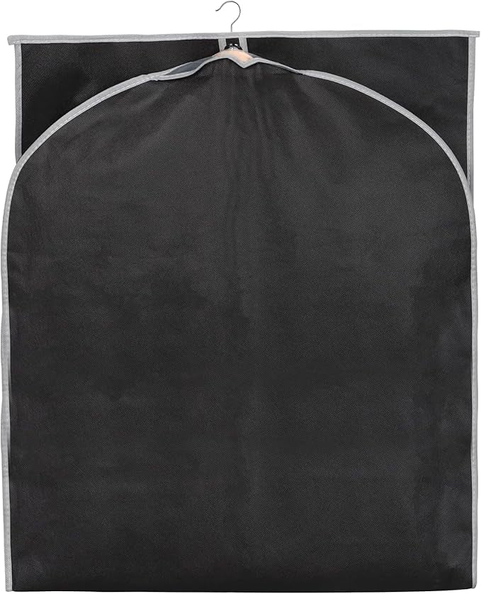 Syeeiex 60'' Dress Bags for Gowns, Set of 8 Garment Bags for Hanging Clothes, Dress Garment Bag, Dustproof and Keep Closet Tidy,Perfect for Suits,Evening Dresses,Fur Coat,Long Dress Gown(Black&Grey)