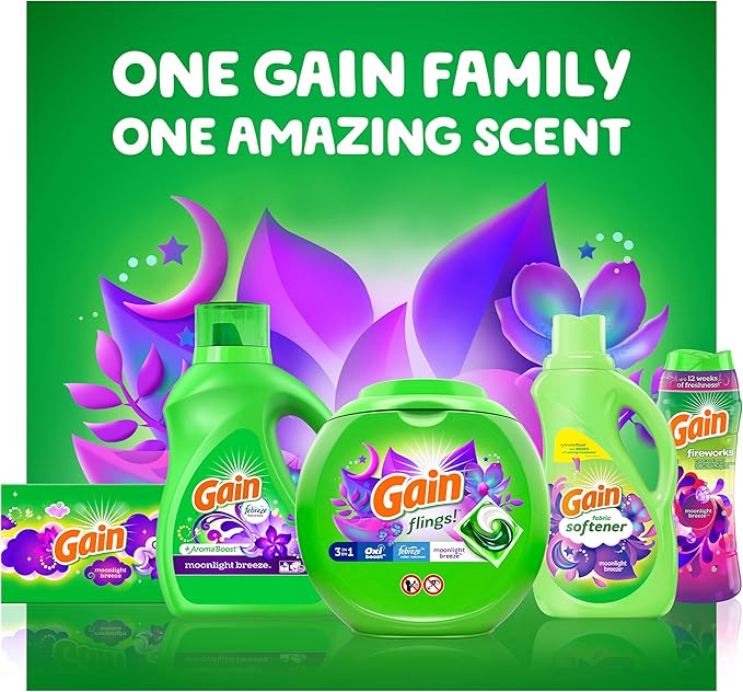 Gain Fireworks Laundry Scent Booster Beads for Washer, Moonlight Breeze, 10 oz, 4 Count