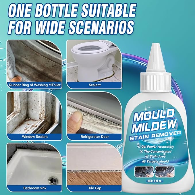 Bondtech Home Stain Remover Gel, 8 Fl Oz Heavy Duty Stain Cleaner for Washing Machine Seal, All-Purpose Cleaning for Bathroom, Grout, Shower, Kitchen, Wall