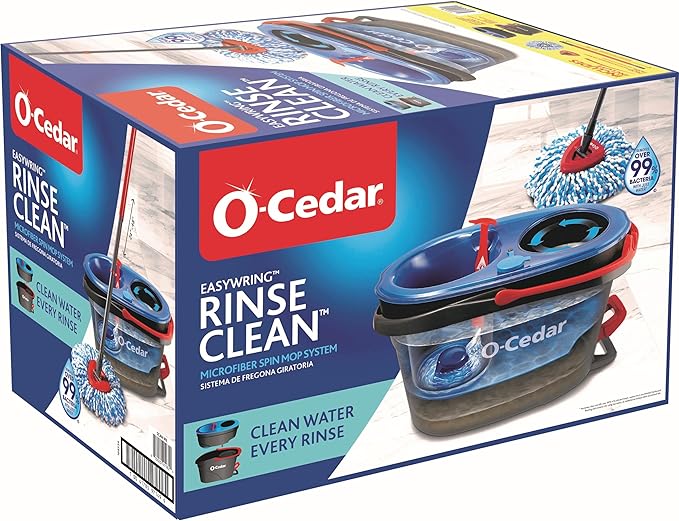 O-Cedar RinseClean Spin Mop & Bucket System | Clean with Water | Removes 99% of Bacteria