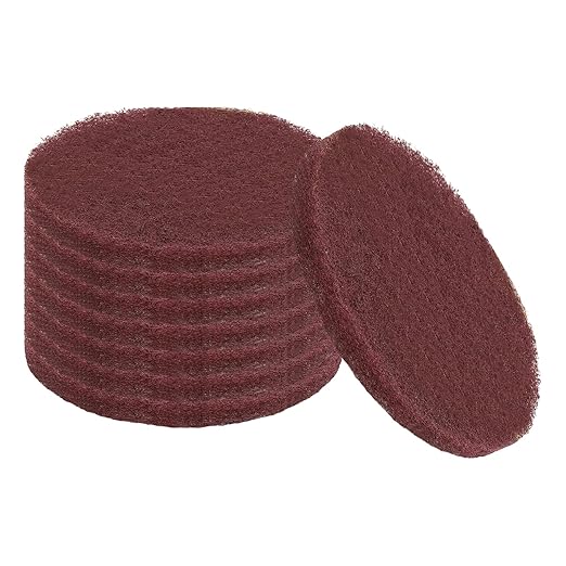 uxcell 8Pcs Scrubber Scouring Pad, 4 Inch 600 Grits Drill Power Brush Hoop and Loop Scrub Pads Discs Polishing Pad for Household Furniture Automotive Cleaning, Red