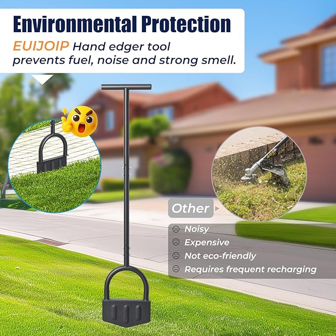 Heavy-Duty Manual Grass Edger Tool - 39 Inch Half Moon Lawn Edger with Wide Footplate. All-in-One Steel Border Edger for Landscaping, Garden Edging, Creating Trenches and Burying Irrigation Cables