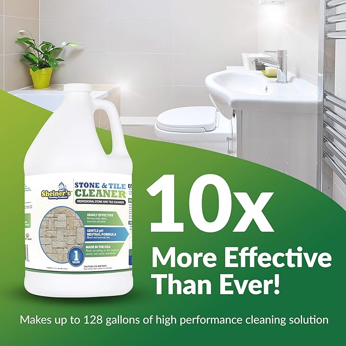 Sheiner's - Stone and Tile Cleaner, Ready-to-Use Multipurpose Cleaner for Garage Floor Tiles, Polished Stones, Granite Stone, Marble Tile, Slate Tile, and More Concrete Surfaces, 1 Gallon