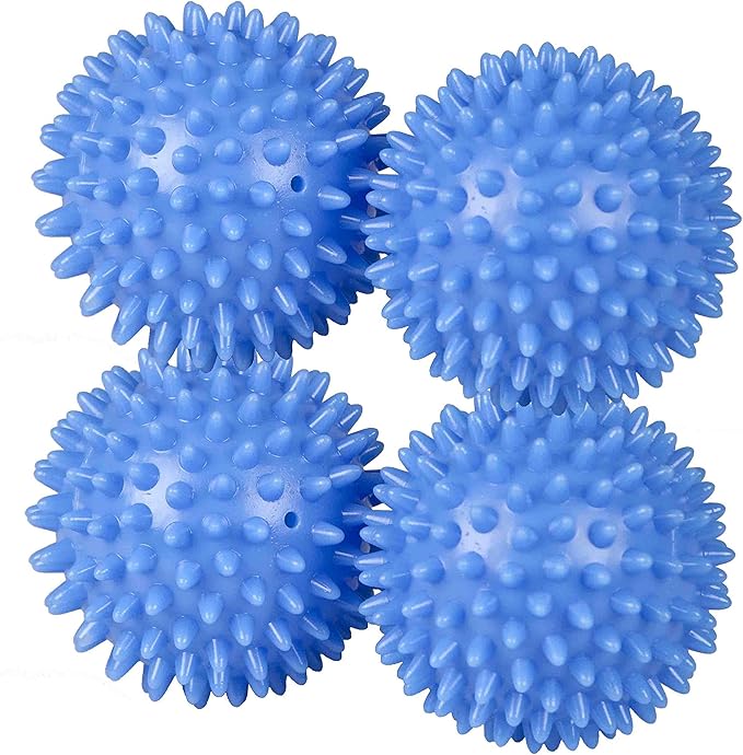 Home Basics Plastic Dryer Balls Laundry Fabric Softener, Blue (4 Pack)