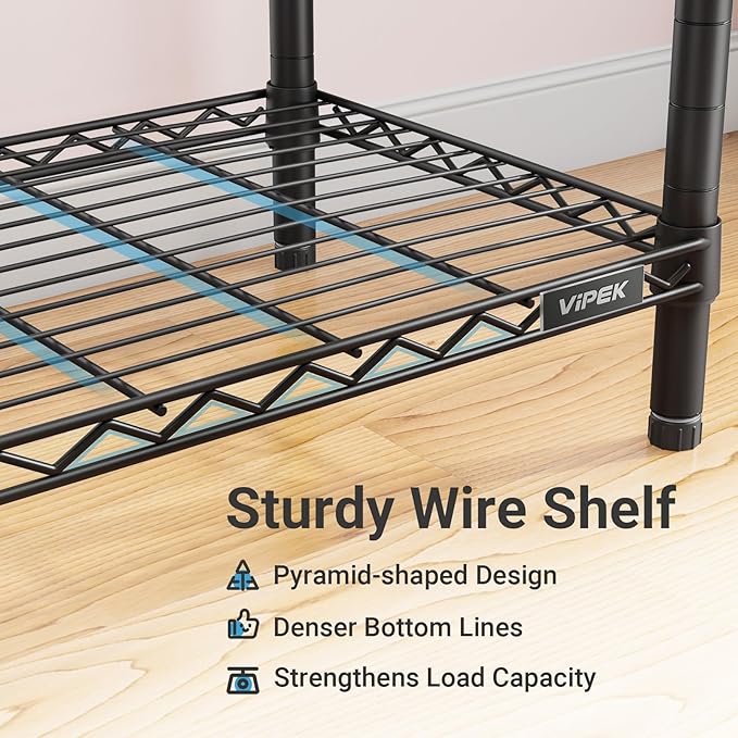 VIPEK V5C Portable Clothes Closet Wardrobe Bedroom Armoires Heavy Duty Covered Clothes Rack, Black Metal Clothing Rack with Grey Oxford Fabric Cover, Adjustable Custom Closet Rack 68.9"Lx15.7"Wx76.4"H
