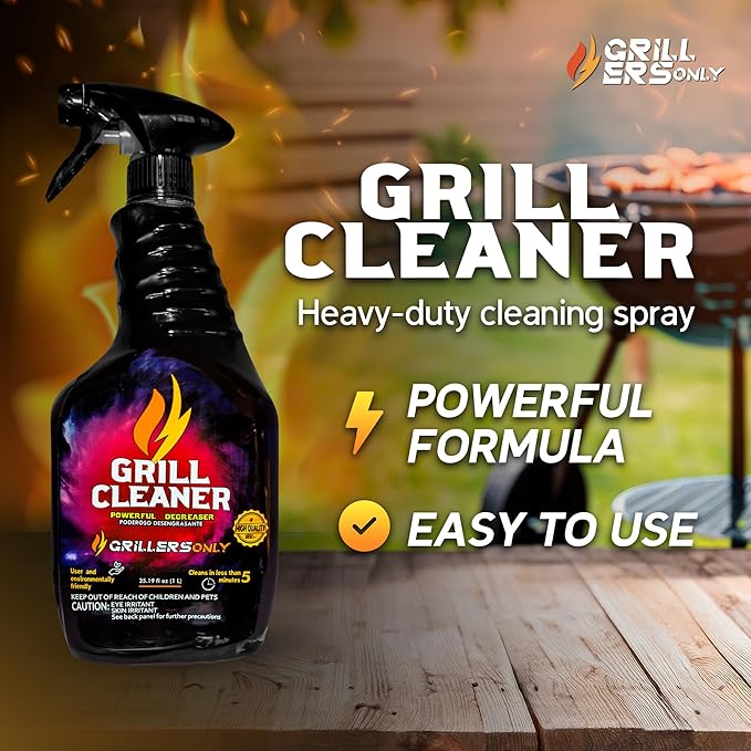 Grill Cleaner Spray & Degreaser | Heavy-Duty Grill Spray for BBQ, Griddles & Cast Iron Cleaner - Professional Outdoor Kitchen Formula - 35.2 fl oz.