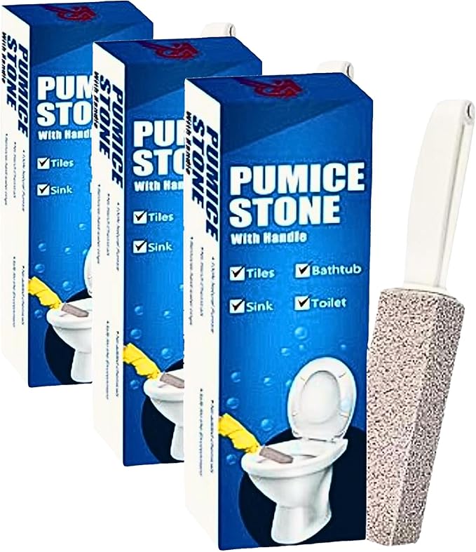 Amazon Brand | 6 Pack Ring King Pumice Stone Toilet Bowl Cleaner with Handle | Effectively Removes Stubborn Limescale from Tile, Shower Door and Bathtubs. Best Calcium, Lime, and Rust Remover.