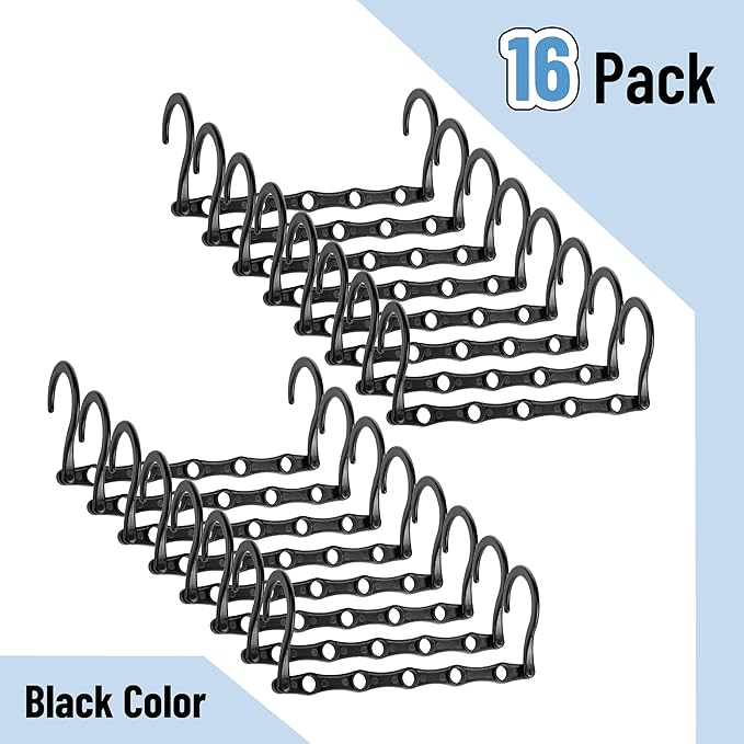 Mr. Pen- Space Saving Hangers for Clothes, 16 pcs, Black, Plastic Multi Clothes Hangers Space Saving, 5 Slots, 360° Rotating Hooks